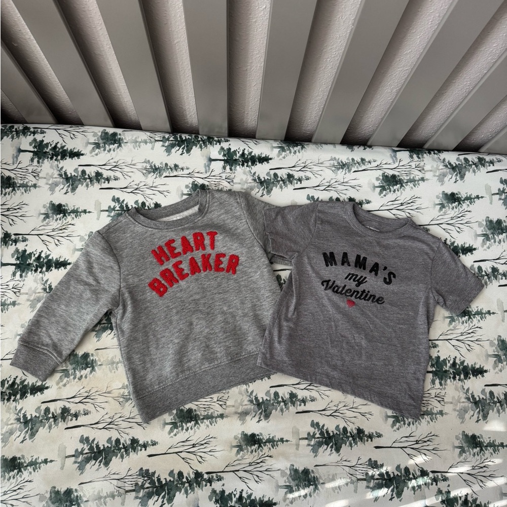 Baby Boy Valentine’s Day "Heart Breaker" Sweatshirt and T-Shirt Sz 18-24 Months